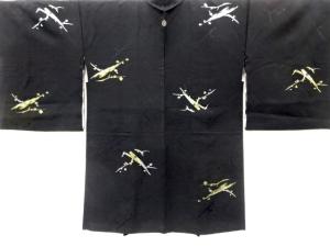 漆　木立模様織り出し　一つ紋　羽織